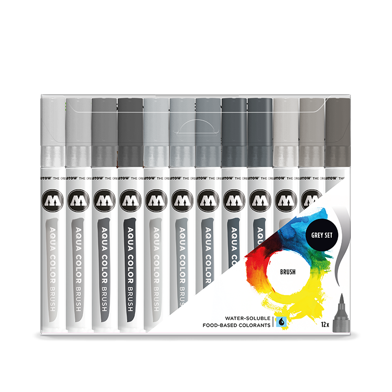 Набор маркеров Molotow Aqua Color Brush Basic Grey Set